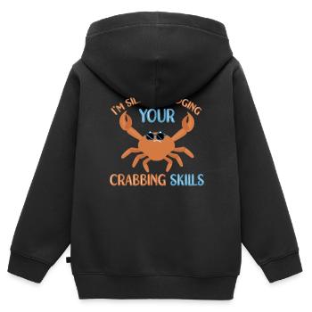 Pêche au crabe Crabe Pêcheurs de crabe - Sweat Premium à capuche zippé enfant bio - noir - Dos - AI Model Kid Male (0cm)