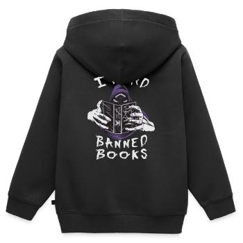 Ich lese verbotene Gruselige Kreatur - Kinder Premium Organic Zip Hoodie - Schwarz - Hinten - AI Model Kid Male (0cm)