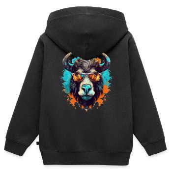 Taureau de fête - Sweat Premium à capuche zippé enfant bio - noir - Dos - AI Model Kid Male (0cm)