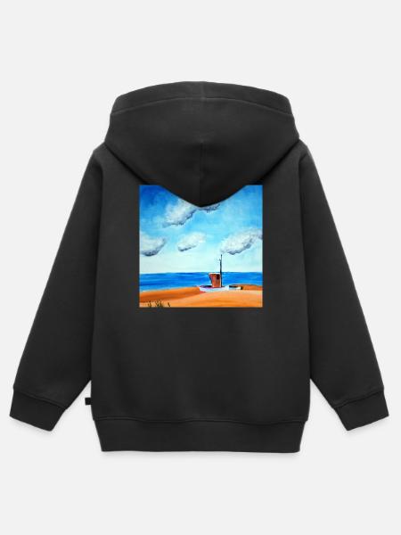 Boot am Meer - Kinder Premium Organic Zip Hoodie - Schwarz