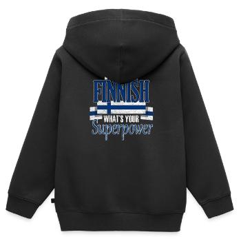 Finlande - Sweat Premium à capuche zippé enfant bio - noir - Dos - AI Model Kid Male (0cm)