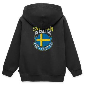 Suède - Sweat Premium à capuche zippé enfant bio - noir - Dos - AI Model Kid Male (0cm)