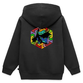 Dragon mythologie dragon - Sweat Premium à capuche zippé enfant bio - noir - Dos - AI Model Kid Male (0cm)
