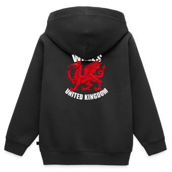 Wales Drache - Kinder Premium Organic Zip Hoodie - Schwarz - Hinten - AI Model Kid Male (0cm)