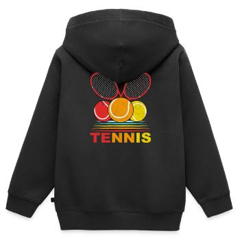 Raquette de tennis - Sweat Premium à capuche zippé enfant bio - noir - Dos - AI Model Kid Male (0cm)