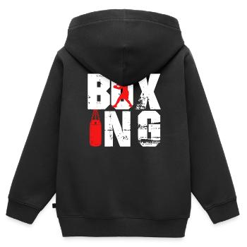 Hobby de boxe sparring sac de boxe gants de boxe - Sweat Premium à capuche zippé enfant bio - noir - Dos - AI Model Kid Male (0cm)