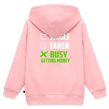 Geld Money Single Kapital Dollar Reich Millionaer - Kinder Premium Organic Zip Hoodie - Rosa - Hinten - AI Model Kid Female (0cm)