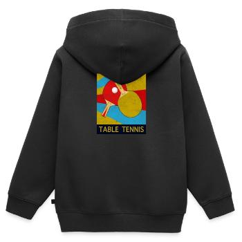 Tischtennis - Kinder Premium Organic Zip Hoodie - Schwarz - Hinten - AI Model Kid Male (0cm)