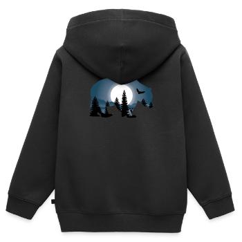 Baer Wald Mond Natur Waldtier Tiere Tierliebe - Kinder Premium Organic Zip Hoodie - Schwarz - Hinten - AI Model Kid Male (0cm)