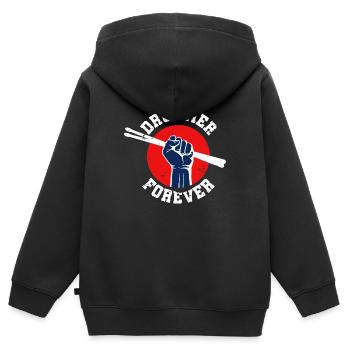 Drum Drummer Musical Instrument Band drumming - Kids Premium Organic Zip-up Hoodie - black - Back - AI Model Kid Male (0cm)
