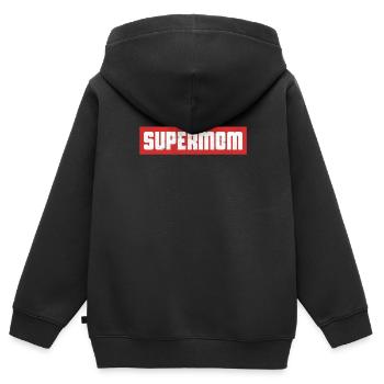 Mama Mutterschaft Superheld Supermama Mutter Mamma - Kinder Premium Organic Zip Hoodie - Schwarz - Hinten - AI Model Kid Male (0cm)