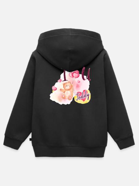 Teddy - Kinder Premium Organic Zip Hoodie - Schwarz