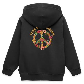 Hippie Hippies Peace Peacezeichen Liebe - Kinder Premium Organic Zip Hoodie - Schwarz - Hinten - AI Model Kid Male (0cm)