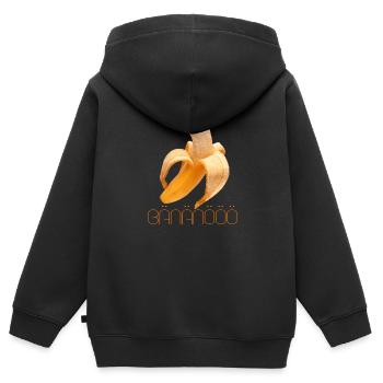 Banane - Kinder Premium Organic Zip Hoodie - Schwarz - Hinten - AI Model Kid Male (0cm)