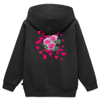 Bouquet de fleurs - Sweat Premium à capuche zippé enfant bio - noir - Dos - AI Model Kid Male (0cm)
