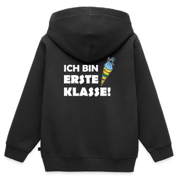 Ich bin erste Klasse! Schulanfänger-Shirt - Kinder Premium Organic Zip Hoodie - Schwarz - Hinten - AI Model Kid Male (0cm)