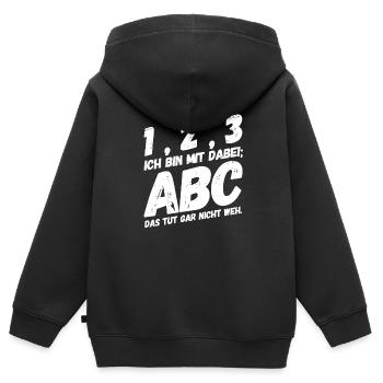 Einschulung Schulanfang Schulbeginn ABC - Kinder Premium Organic Zip Hoodie - Schwarz - Hinten - AI Model Kid Male (0cm)