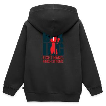 BOXING fight hard, finish strong ! Boxer Cadeau - Sweat Premium à capuche zippé enfant bio - noir - Dos - AI Model Kid Male (0cm)