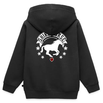 Pferd Pferderasse Shire Horse Silhouette - Kinder Premium Organic Zip Hoodie - Schwarz - Hinten - AI Model Kid Male (0cm)