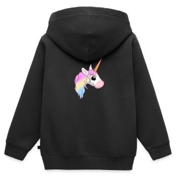 Licorne licornes licorne mignon - Sweat Premium à capuche zippé enfant bio - noir - Dos - AI Model Kid Male (0cm)