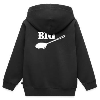 Grande cuillère de t-shirt partenaire - Sweat Premium à capuche zippé enfant bio - noir - Dos - AI Model Kid Male (0cm)