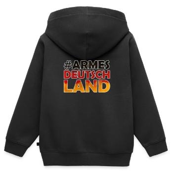 # Pauvre Allemagne RTL Hartz 4 surimpression - Sweat Premium à capuche zippé enfant bio - noir - Dos - AI Model Kid Male (0cm)