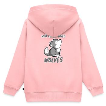 Baby Wolf A girl who loves wolves ladies girl - Kids Premium Organic Zip-up Hoodie - rose - Back - AI Model Kid Female (0cm)