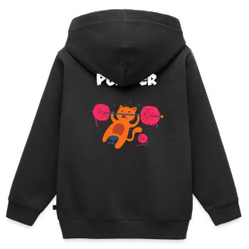Pumper Katze - Kinder Premium Organic Zip Hoodie - Schwarz - Hinten - AI Model Kid Male (0cm)