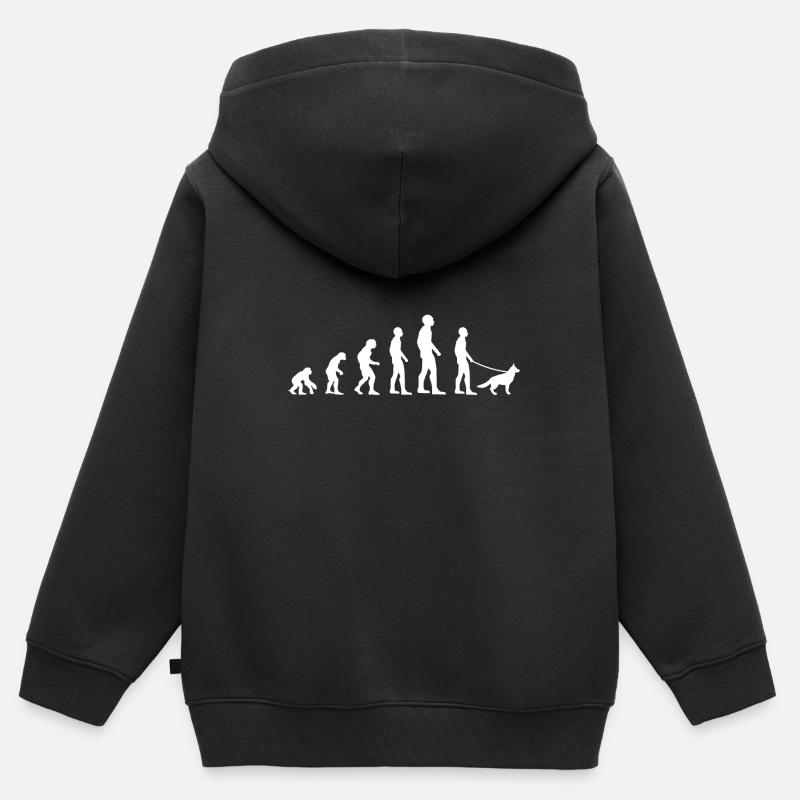 Evolution des chiens - Sweat Premium à capuche zippé enfant bio - noir