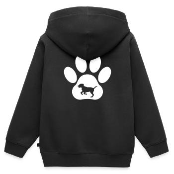 Hundepfote - Kinder Premium Organic Zip Hoodie - Schwarz - Hinten - AI Model Kid Male (0cm)