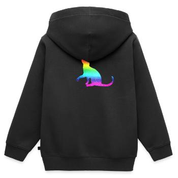 Chat, chat - Sweat Premium à capuche zippé enfant bio - noir - Dos - AI Model Kid Male (0cm)