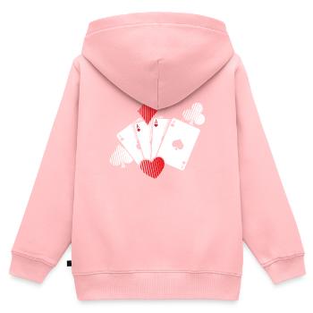 Cartes poker Poker Mallette Apprendre le cadeau - Sweat Premium à capuche zippé enfant bio - rose - Dos - AI Model Kid Female (0cm)