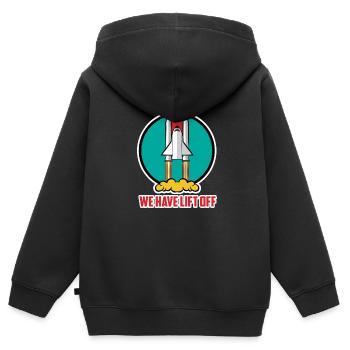 Navette spatiale ont soulever dames hommes - Sweat Premium à capuche zippé enfant bio - noir - Dos - AI Model Kid Male (0cm)