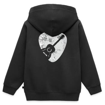 Akustische Gitarre Plektrum Geschenk - Kinder Premium Organic Zip Hoodie - Schwarz - Hinten - AI Model Kid Male (0cm)