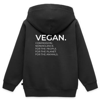 Veganer Vegan Fleischfrei Frieden Spruch Geschenk - Kinder Premium Organic Zip Hoodie - Schwarz - Hinten - AI Model Kid Male (0cm)