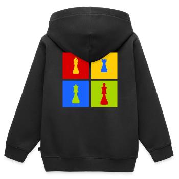 farbenfrohe Schachfiguren - Kinder Premium Organic Zip Hoodie - Schwarz - Hinten - AI Model Kid Male (0cm)