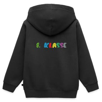 Verspielte 1. Klasse - Kinder Premium Organic Zip Hoodie - Schwarz - Hinten - AI Model Kid Male (0cm)