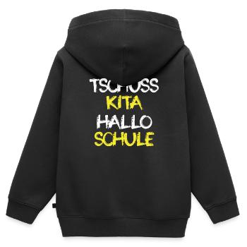 Hallo Schule - Kinder Premium Organic Zip Hoodie - Schwarz - Hinten - AI Model Kid Male (0cm)