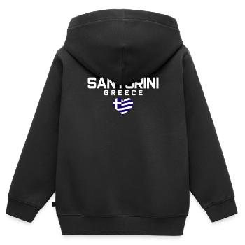 SANTORINI Greece Grèce - Sweat Premium à capuche zippé enfant bio - noir - Dos - AI Model Kid Male (0cm)