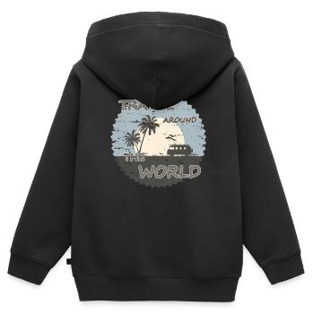 Travel around the World - Kids Premium Organic Zip-up Hoodie - black - Back - AI Model Kid Male (0cm)