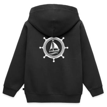 Volant de capitaine de voilier - Sweat Premium à capuche zippé enfant bio - noir - Dos - AI Model Kid Male (0cm)
