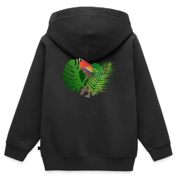 Papagei im Dschungel - Kinder Premium Organic Zip Hoodie - Schwarz - Hinten - AI Model Kid Male (0cm)