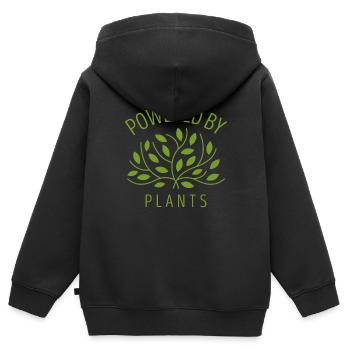 Powered by Plants Vegan Geschenk - Kinder Premium Organic Zip Hoodie - Schwarz - Hinten - AI Model Kid Male (0cm)