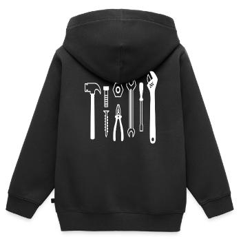 Werkzeuge - Kinder Premium Organic Zip Hoodie - Schwarz - Hinten - AI Model Kid Male (0cm)