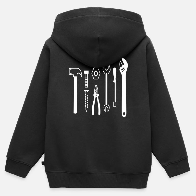 outils - Sweat Premium à capuche zippé enfant bio - noir