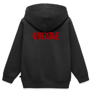 Groove - Kinder Premium Organic Zip Hoodie - Schwarz - Hinten - AI Model Kid Male (0cm)