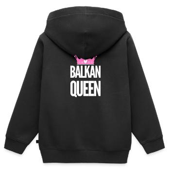 La reine des Balkans | Pays des Balkans Patrie Idée cadeau - Sweat Premium à capuche zippé enfant bio - noir - Dos - AI Model Kid Male (0cm)