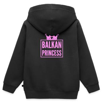 Balkan princesse | Albanie Slovénie Cadeaux - Sweat Premium à capuche zippé enfant bio - noir - Dos - AI Model Kid Male (0cm)