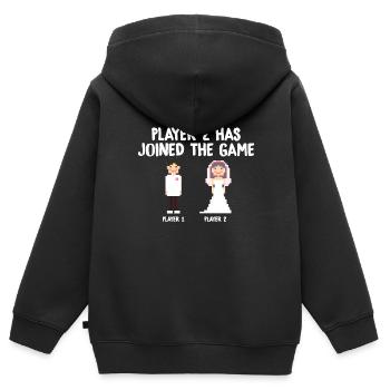 Player 2 Has joined the game Wedding Gift - Kids Premium Organic Zip-up Hoodie - black - Back - AI Model Kid Male (0cm)