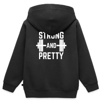 Strong and Pretty Fitness Geschenk - Kinder Premium Organic Zip Hoodie - Schwarz - Hinten - AI Model Kid Male (0cm)